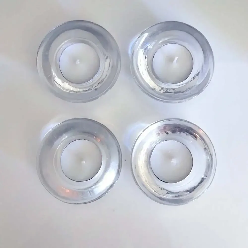 Crate & Barrel Clear Glass Tea Light Holder 4-pack